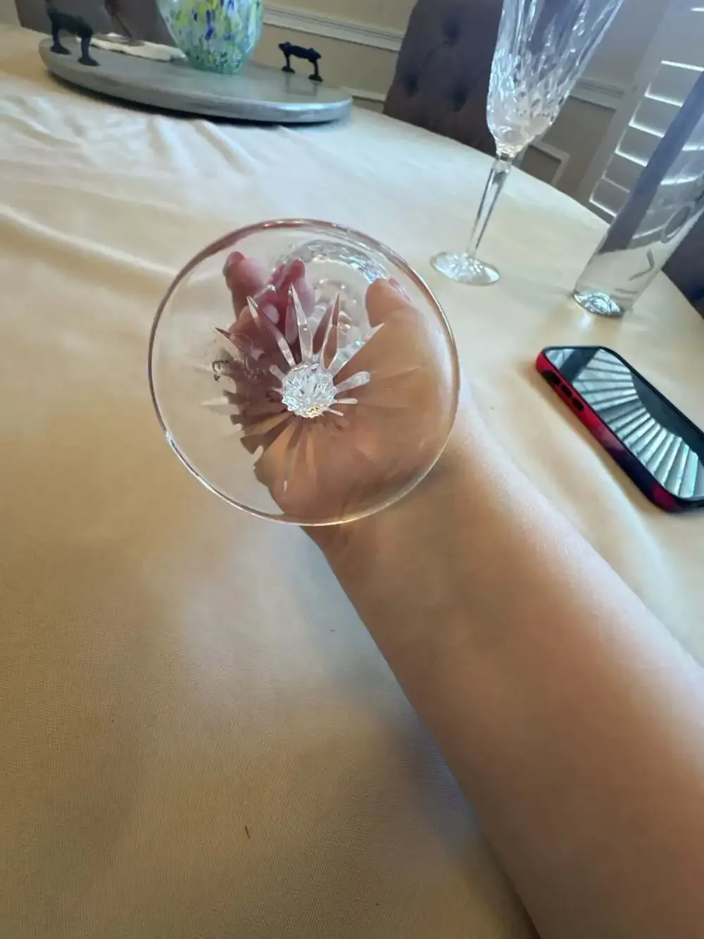 Vintage Cut Crystal Small Wine Glass Gold Rim Stemware – 12 Available